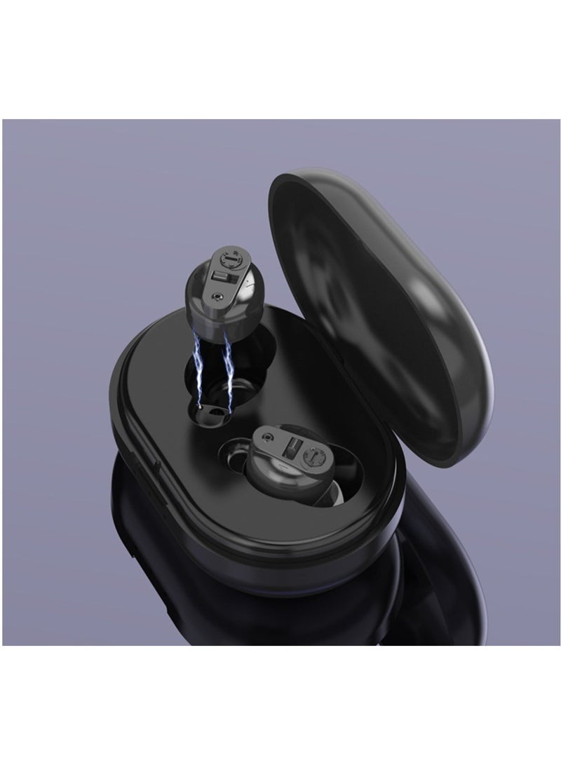 Upgraded digital wireless rechargeable mini CIC hearing aid, suitable for the elderly and seniors, simple and easy to use, black. - Image 1